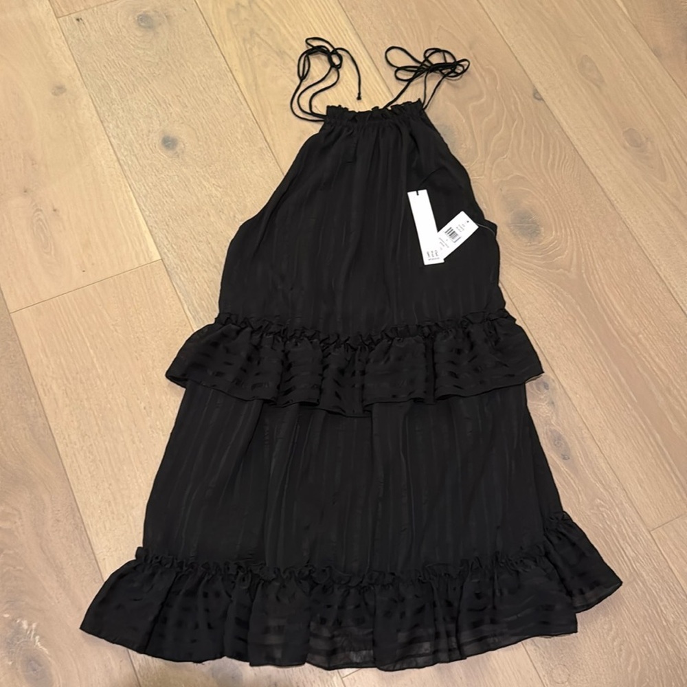 NWT Black tiered dress with tie straps